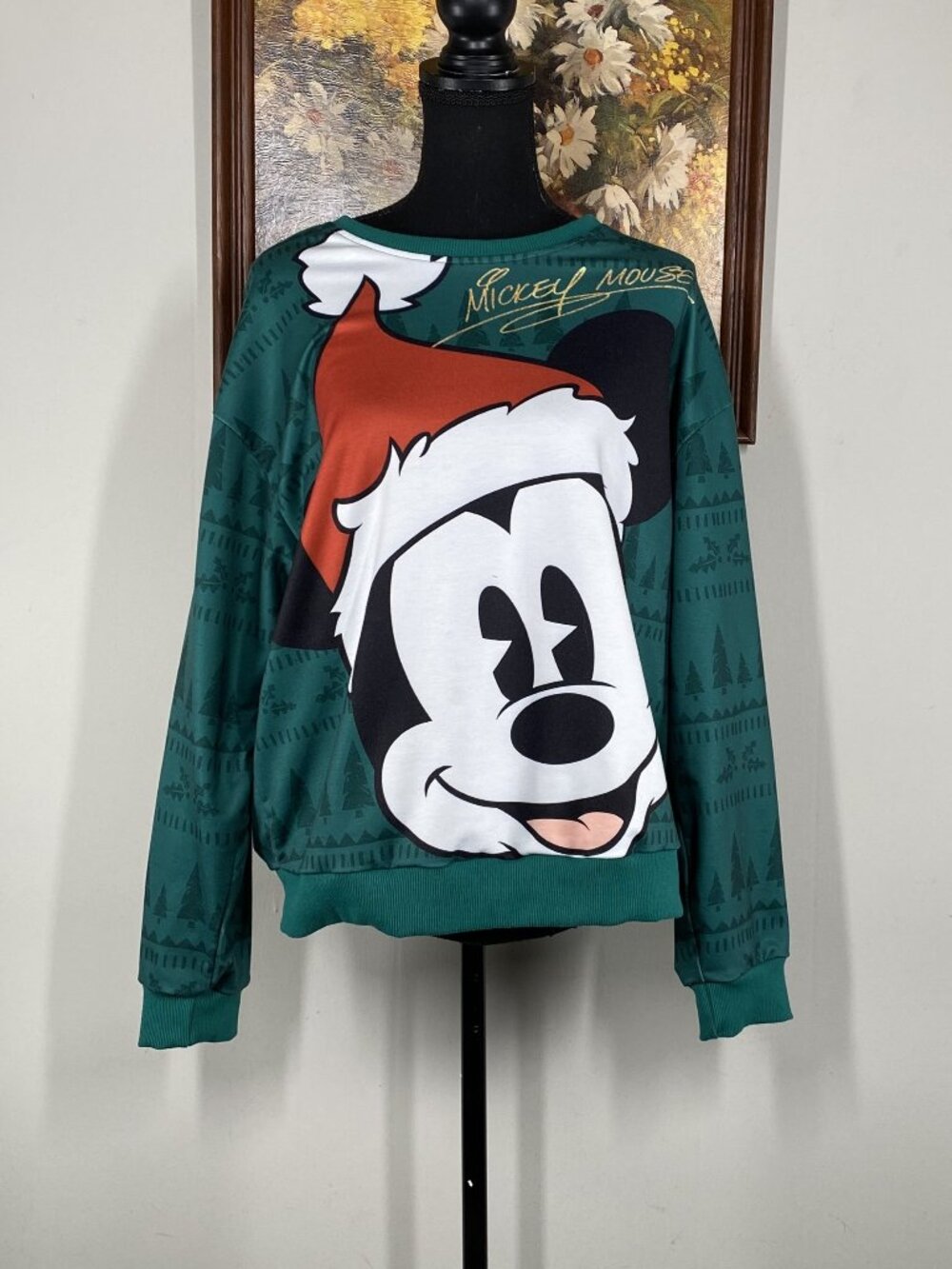 Pat Pat Disney Mickey Mouse Sweatshirt Top Women's Large Teal Graphic Casual